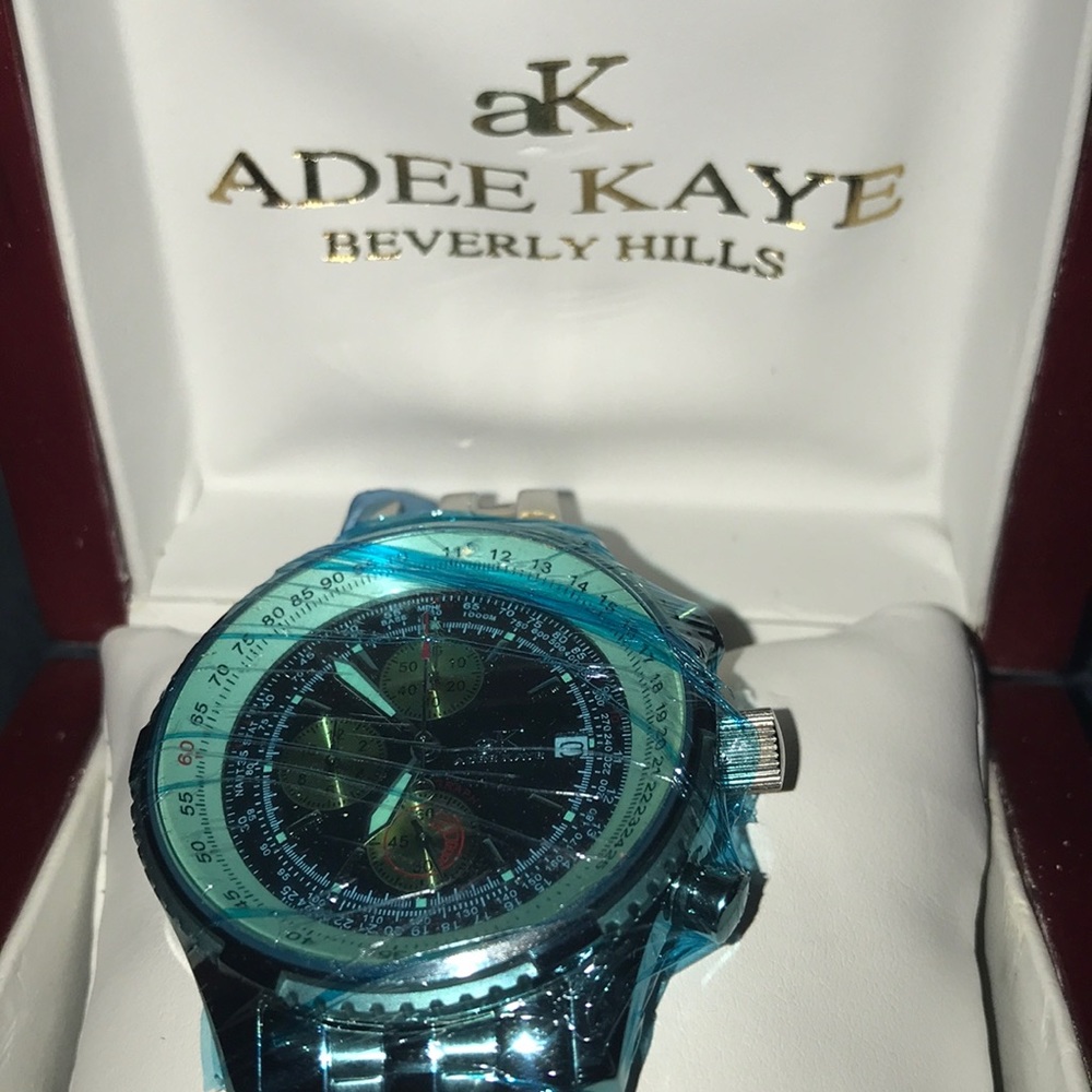 NWT. Adee Kaye Stainless Steel Men’s Chronograph Watch Vintage - Picture 3 of 5